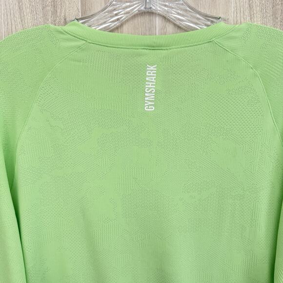 Gymshark Geo Seamless T-shirt Mens XL Neon Green Camo Texture Gym Workout NWOT - Picture 9 of 13